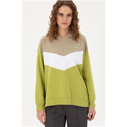 Kadın Fıstık Yeşili Kapüşonlu Sweatshirt