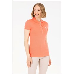Kadın Somon Basic Polo Yaka Tişört