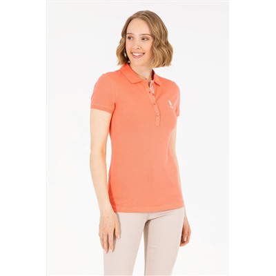 Kadın Somon Basic Polo Yaka Tişört