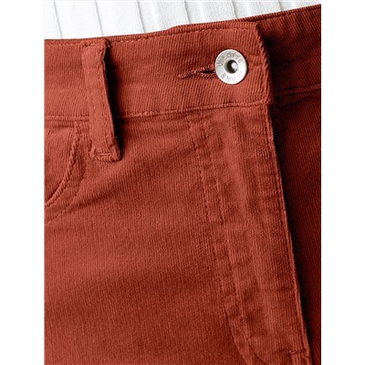 Укороченные эластичные брюки слим из микро вельвета