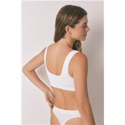 Top sin costuras LOVELY canalé blanco