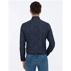 Lacivert Slim Fit Uzun Kollu Gömlek