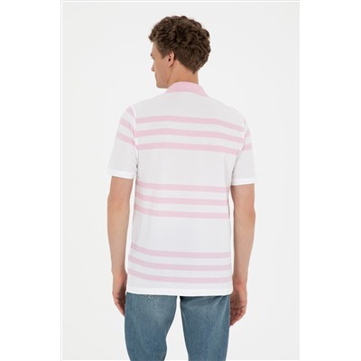 Erkek Regular Fit Polo Yaka Pembe Tişört