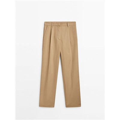 Pantalón recto algodón pinzas