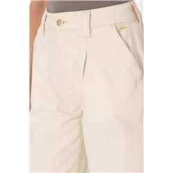 Kadın Ekru Loose Fit Kanvas Pantolon