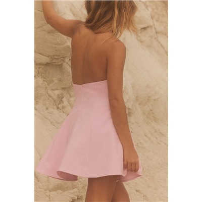 SHORT HALTER GODET DRESS