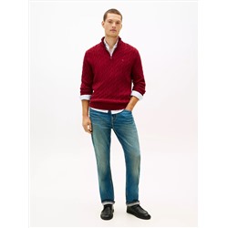 Cable Knit Mockneck Quarter-Zip Sweater
