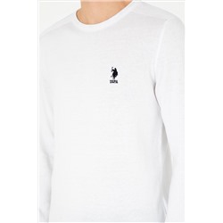 Erkek Slim Fit Bisiklet Yaka Beyaz Basic Kazak