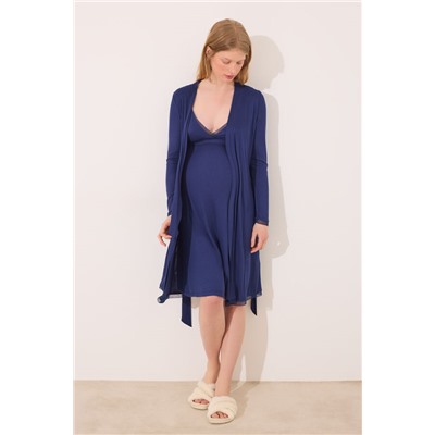 Bata midi "maternity" soft touch azul