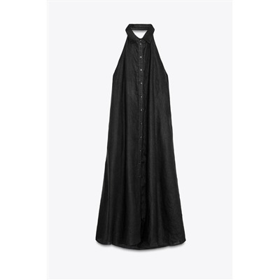 ZW COLLECTION 100% LINEN HALTER DRESS