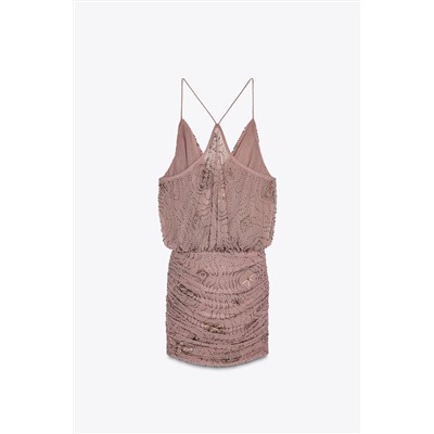 BEAD AND SEQUIN MINI DRESS