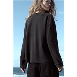 FADED-EFFECT T-SHIRT WITH LONG SLEEVES