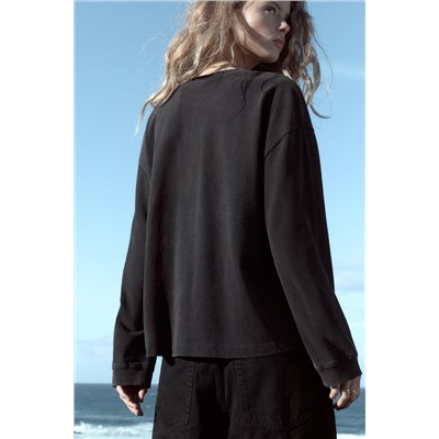 FADED-EFFECT T-SHIRT WITH LONG SLEEVES