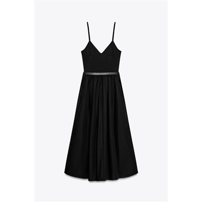 CONTRAST MIDI DRESS WITH BELT