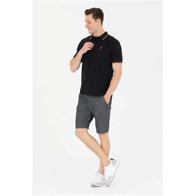 Erkek Siyah Basic Polo Yaka Tişört