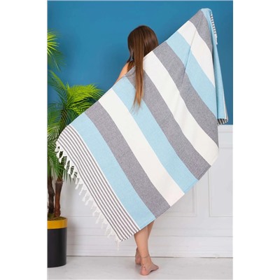 Dokubba, Peştemal Plaj Havlusu, 90x180c, Pamuklu, Yıkanmış Yumuşak Peştemal - Siyah