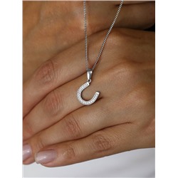 Подвеска из серебра с фианитами родированная - Подкова на удачу 3-002р200