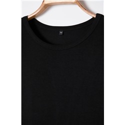 Siyah Kaşkorse Fitted/Vücuda Oturan Örme Büyük Beden Bluz TBBSS25AF00011