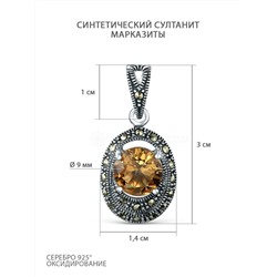 Подвеска из чернёного серебра с султанитом и марказитами 925 пробы GAP2270
