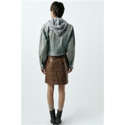 SNAKESKIN PRINT LEATHER EFFECT SKIRT