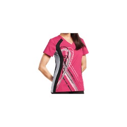White Cross Scrubs Allure Big Ribbon Side Stretch Tri-Color Top