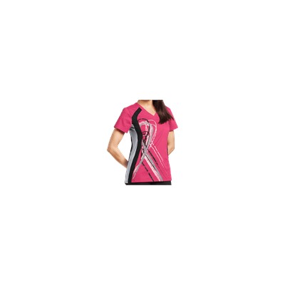 White Cross Scrubs Allure Big Ribbon Side Stretch Tri-Color Top