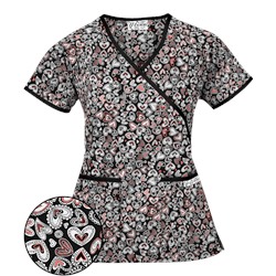 UA Change Of Heart Petunia Mock Wrap Scrub Top