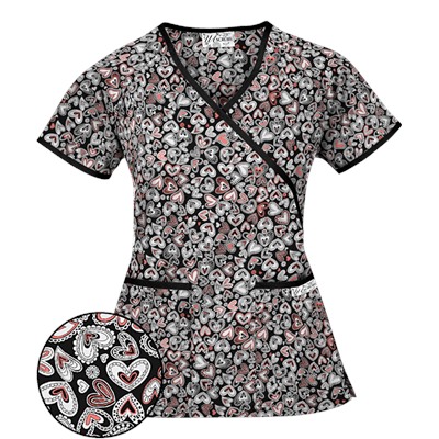UA Change Of Heart Petunia Mock Wrap Scrub Top