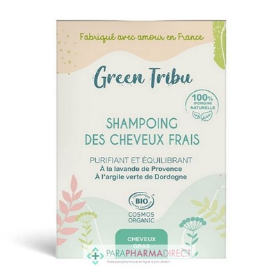 Green Tribu Shampoing des Cheveux Frais - Purifiant & Equilibrant - Cheveux Gras - BIO 85 g