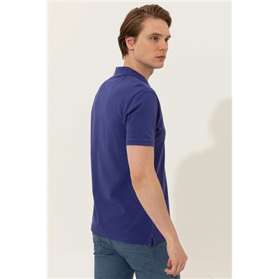 Erkek Mavi Basic Polo Yaka Tişört