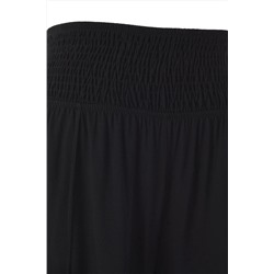 Siyah Düz Beli Gipeli Geniş Paça Plaj Giyim Büyük Beden Pantolon TBBSS25AR00010