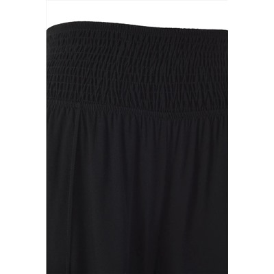 Siyah Düz Beli Gipeli Geniş Paça Plaj Giyim Büyük Beden Pantolon TBBSS25AR00010