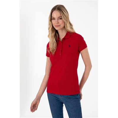 Kadın Kırmızı Basic Polo Yaka Tişört