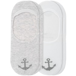 2 Paar Damen Füsslinge mit Anker-Motiv