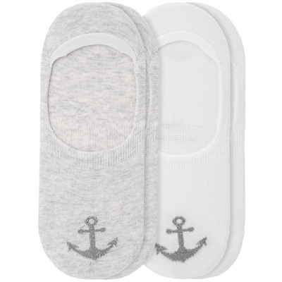 2 Paar Damen Füsslinge mit Anker-Motiv