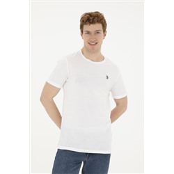 Erkek Regular Fit Bisiklet Yaka Beyaz Basic Tişört