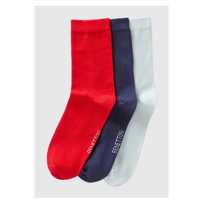 United Colors of Benetton Unisex Karışık 3'lü Soket Çorap 623A6GRD2701M