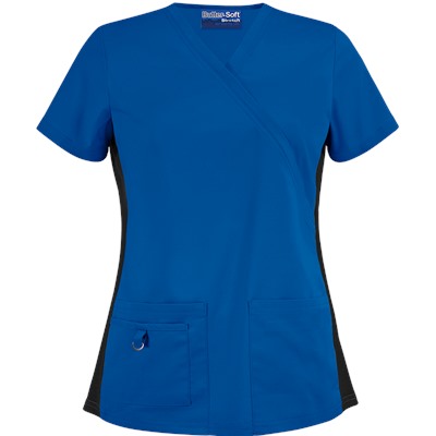 UA Butter-Soft STRETCH Scrubs V-Neck Top w/ Side Knit Panels