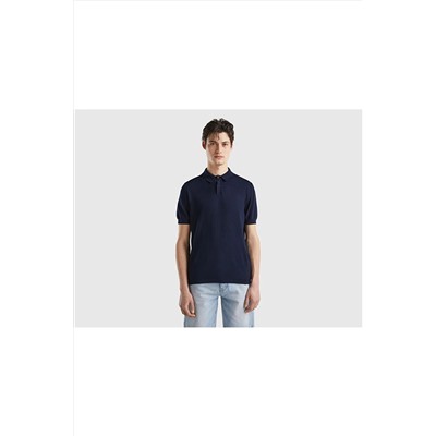 United Colors of Benetton Erkek Lacivert Polo Yaka Triko T-Shirt Lacivert 123P1094U300Q