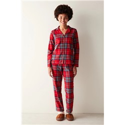 Penti Fam Kırmızı Kareli Gömlek Pantolon Pijama Takımı PN0PU7F123SK-RD24