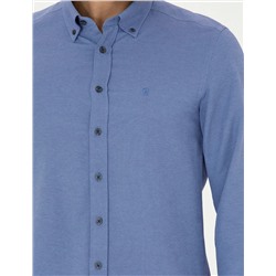 Lacivert Slim Fit Uzun Kollu Gömlek