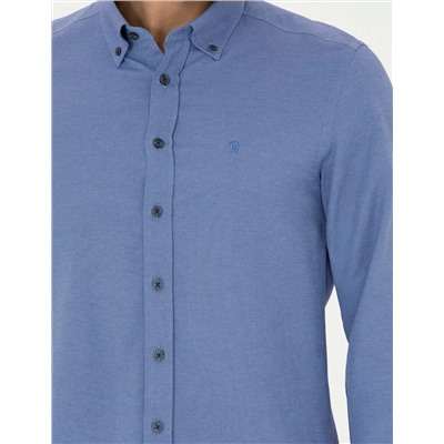 Lacivert Slim Fit Uzun Kollu Gömlek