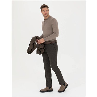 Kahverengi Slim Fit Kumaş Pantolon