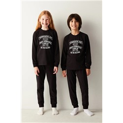 Penti Unisex Çocuk Wonderful Kid Slogan Baskılı Pijama Takımı PNP0339V23SK-BK3