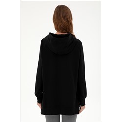Kadın Siyah Kapüşonlu Sweatshirt