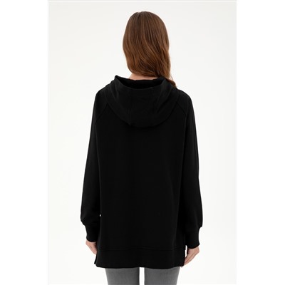 Kadın Siyah Kapüşonlu Sweatshirt