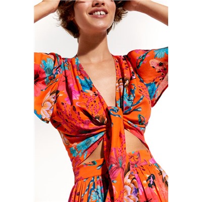 Blusa anudada corales