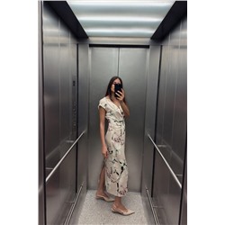 FLORAL PRINT SATIN MIDI DRESS