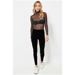 Leggings de terciopelo cintura alta - Negro