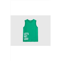 United Colors of BenettonErkek Çocuk Yeşil Slogan Yazılı Atlet